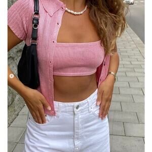 Calle Del Mar | Pink Knit Bandeau Bralette Crop Top Size S Matilda Djerf